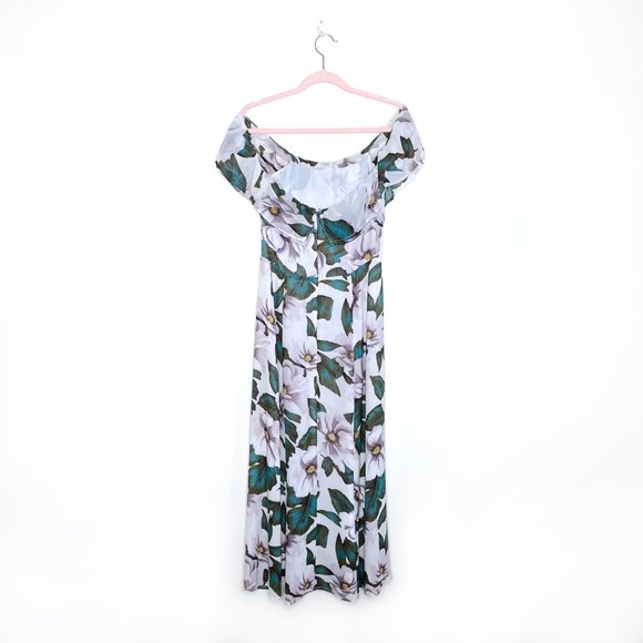 ⚡️SOLD⚡️ reformation off-shoulder white floral midi dress - size 4 - Picture 4 of 9